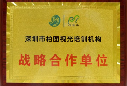 深圳市柏图视光培训机构战略合作单位证书